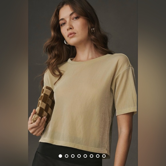 Anthropologie Tops - NWT Size XL - By Anthropologie Short-Sleeve Shine Cropped Tee